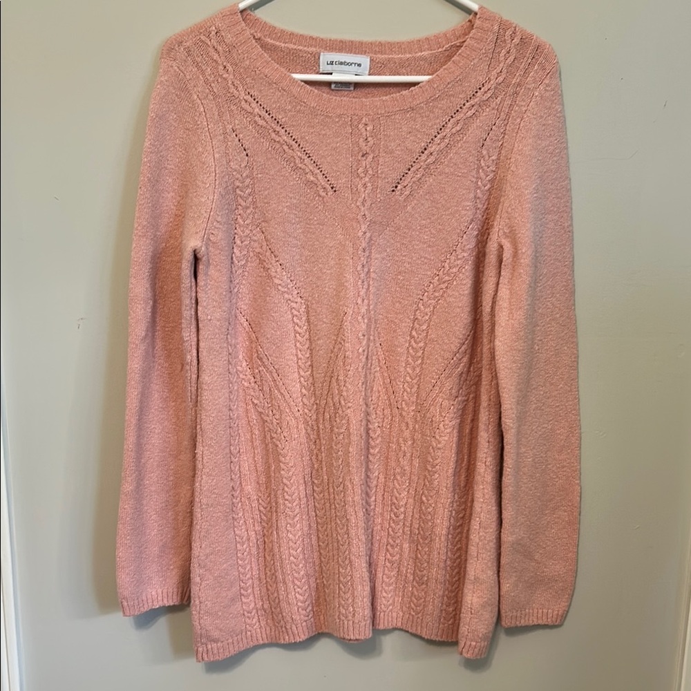 Women’s Liz Claiborne Pink Crew Neck Sweater with Cozy Texture